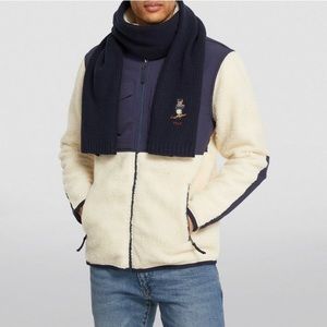 POLO RALPH LAUREN Merino Wool Embroidered Polo Bear Scarf 30cm X 182cm approx